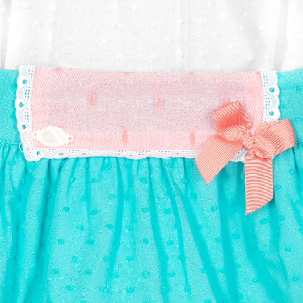 Miranda-Белый топ и голубая юбка из хлопка | Childrensalon Outlet