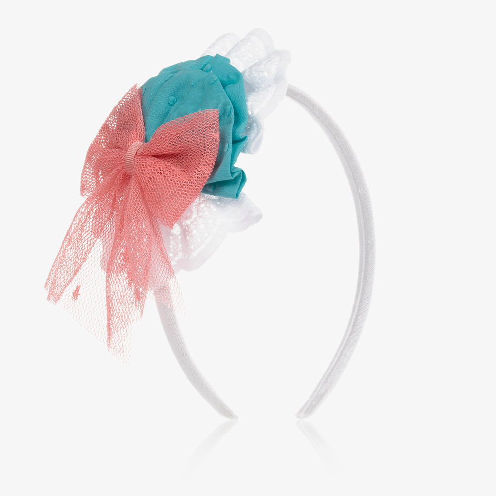 Miranda-White, Blue & Pink Hairband | Childrensalon Outlet