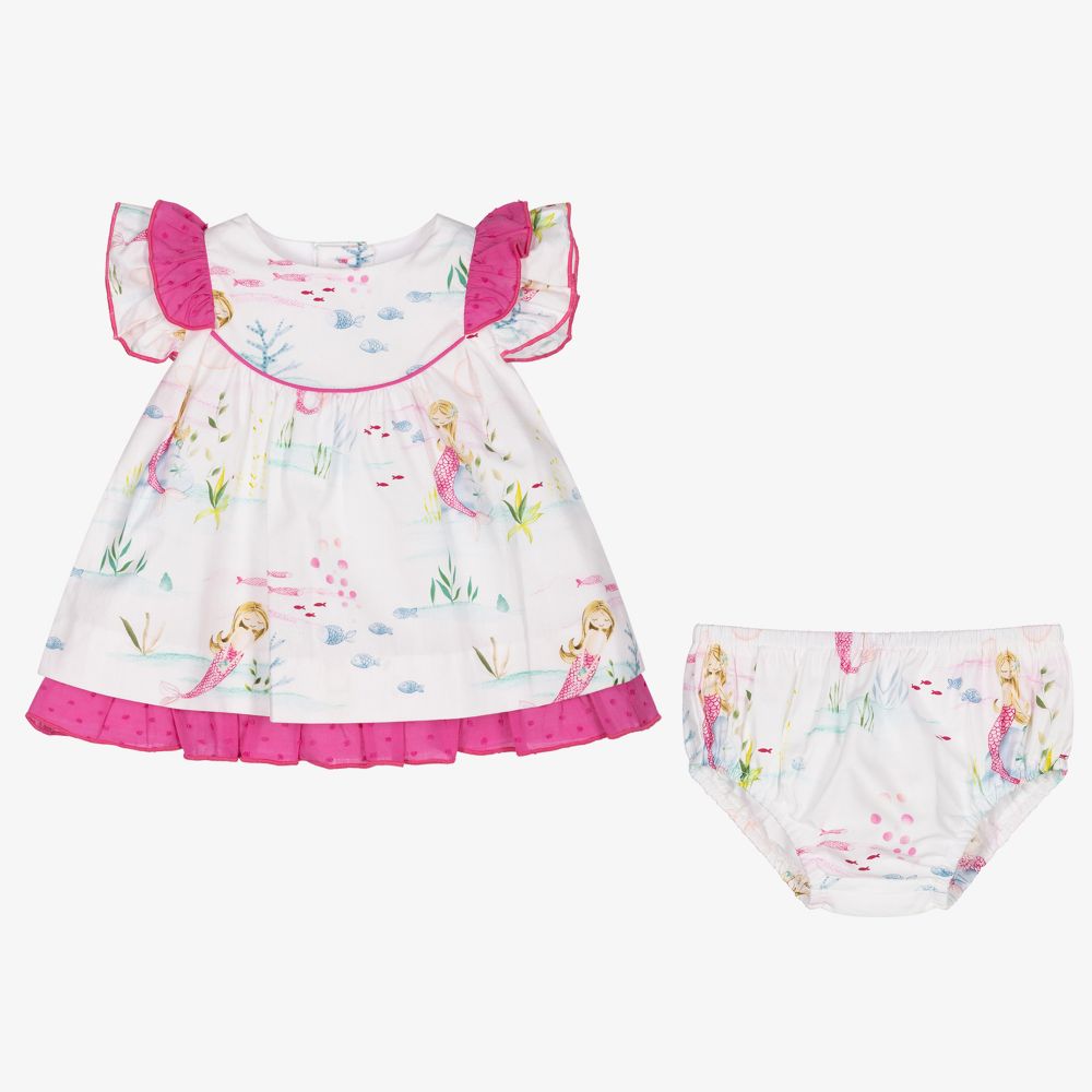 Miranda-White & Pink Mermaid Dress Set | Childrensalon Outlet