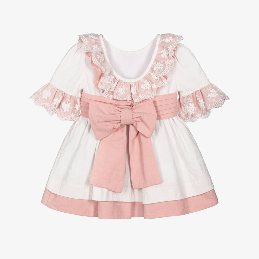 Miranda-White & Pink Ruffles Dress | Childrensalon Outlet