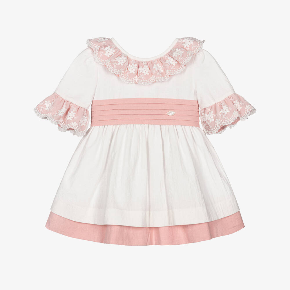Miranda-White & Pink Ruffles Dress | Childrensalon Outlet