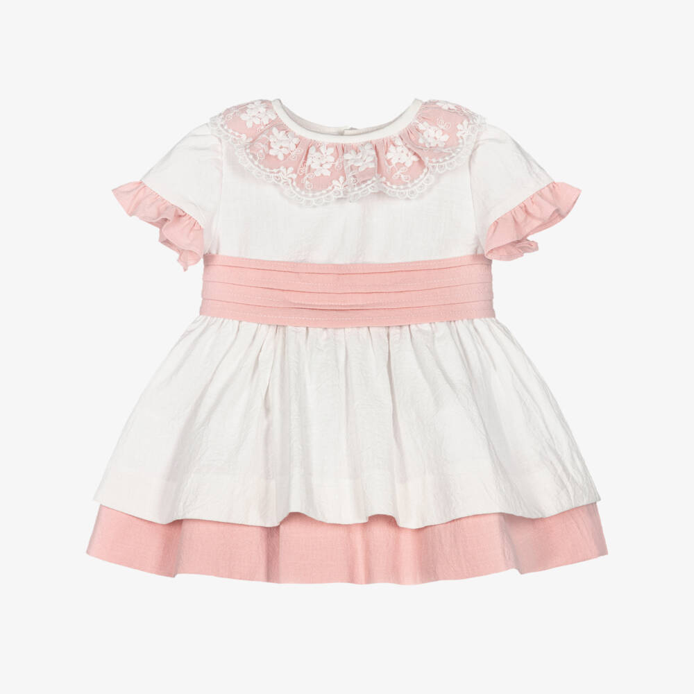 Miranda-White & Pink Ruffles Dress | Childrensalon Outlet