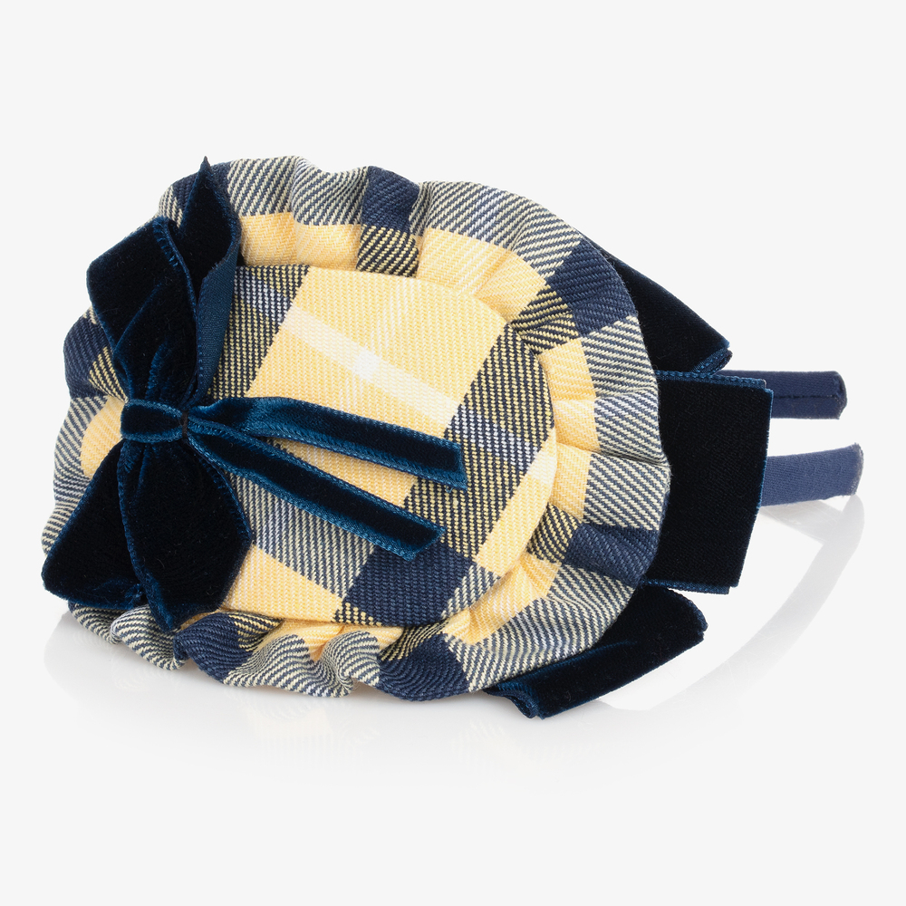Miranda-Yellow & Blue Check Hairband | Childrensalon Outlet