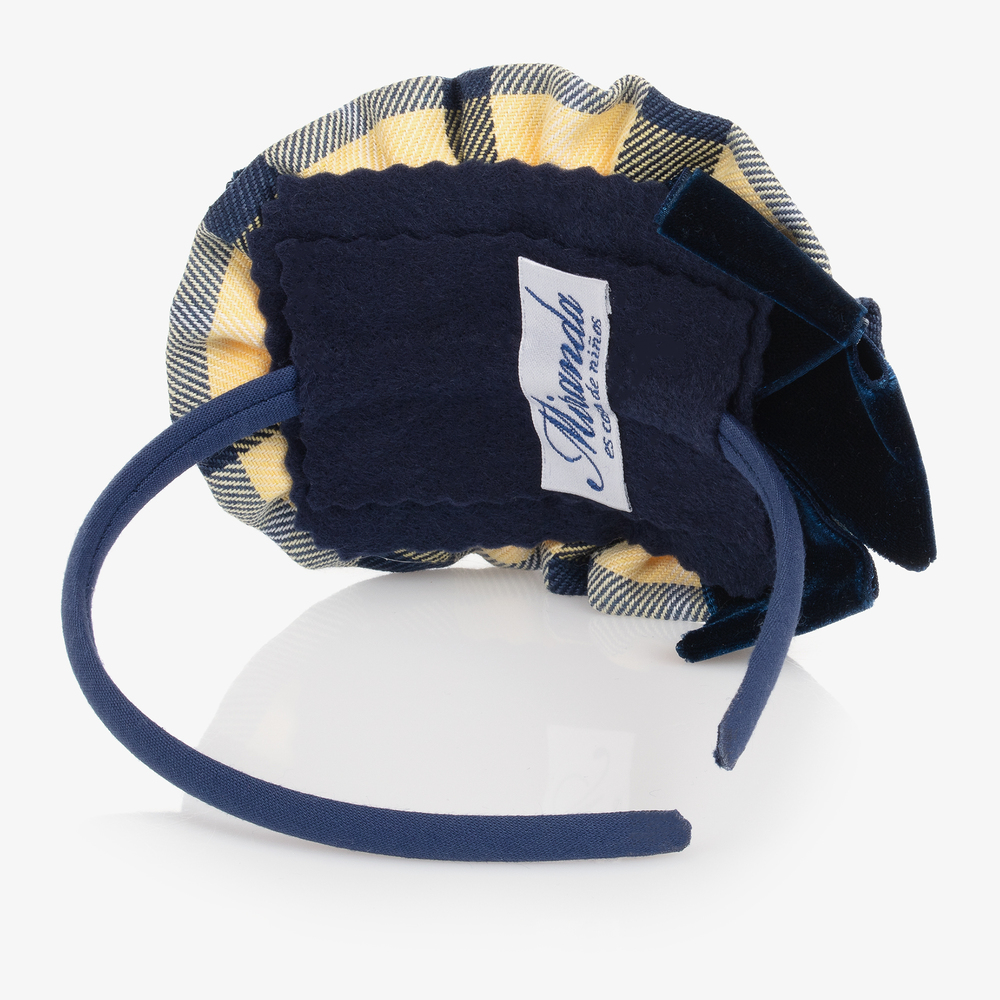 Miranda-Yellow & Blue Check Hairband | Childrensalon Outlet