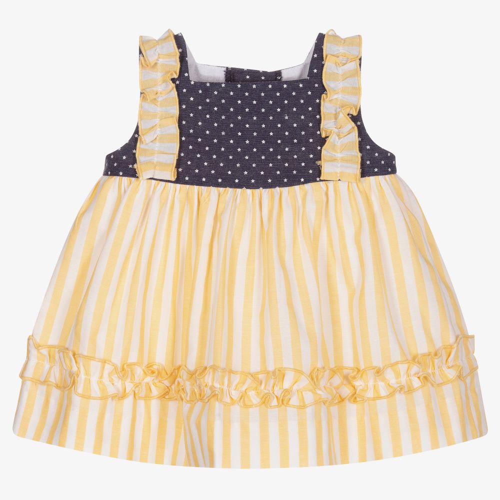 Miranda - Robe jaune et bleue en coton | Childrensalon