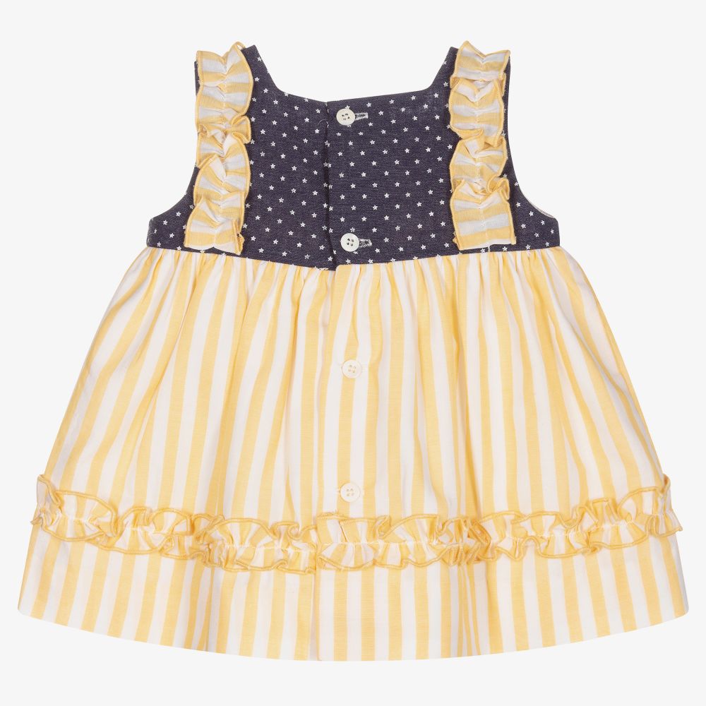 Miranda-Yellow & Blue Cotton Dress Set | Childrensalon Outlet