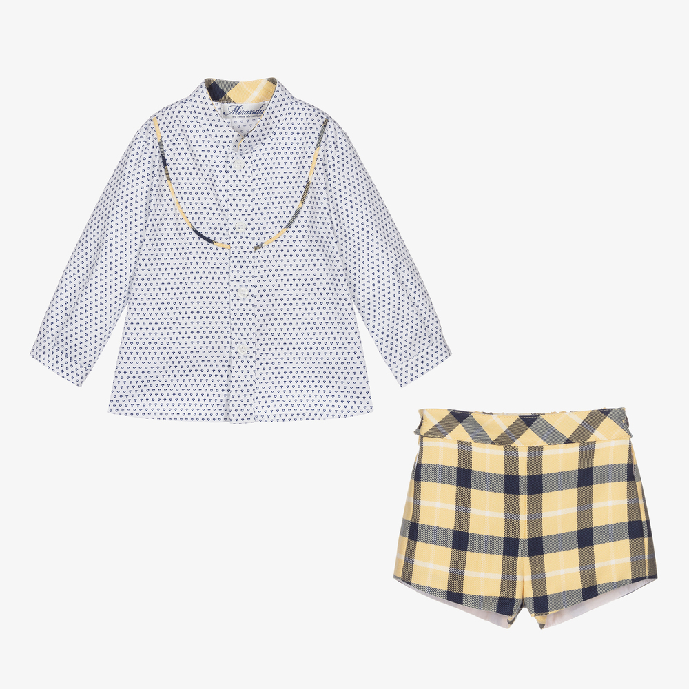 Miranda-Yellow & Blue Shorts Set | Childrensalon Outlet