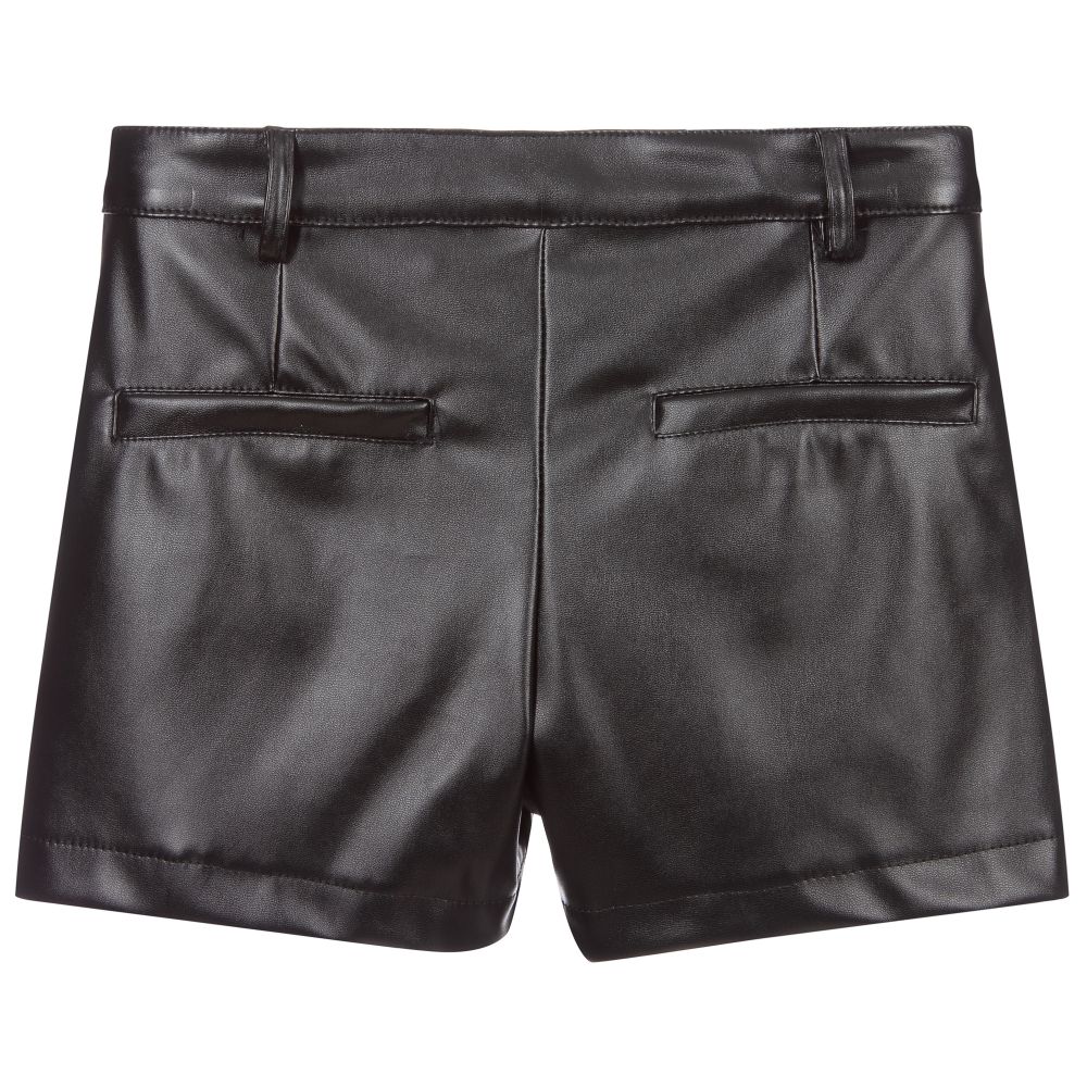 Miss Blumarine-Black Faux Leather Shorts | Childrensalon Outlet