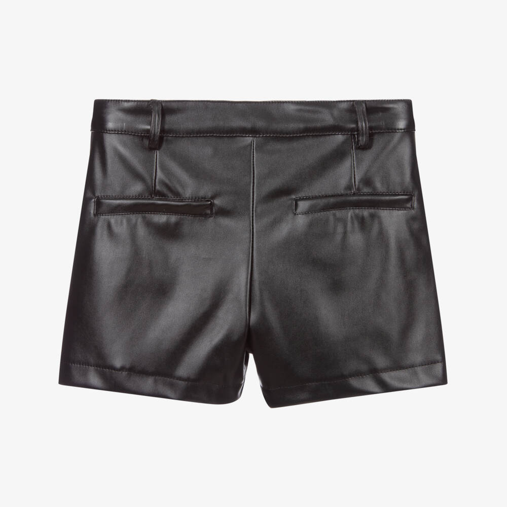 Miss Blumarine-Black Faux Leather Shorts | Childrensalon Outlet