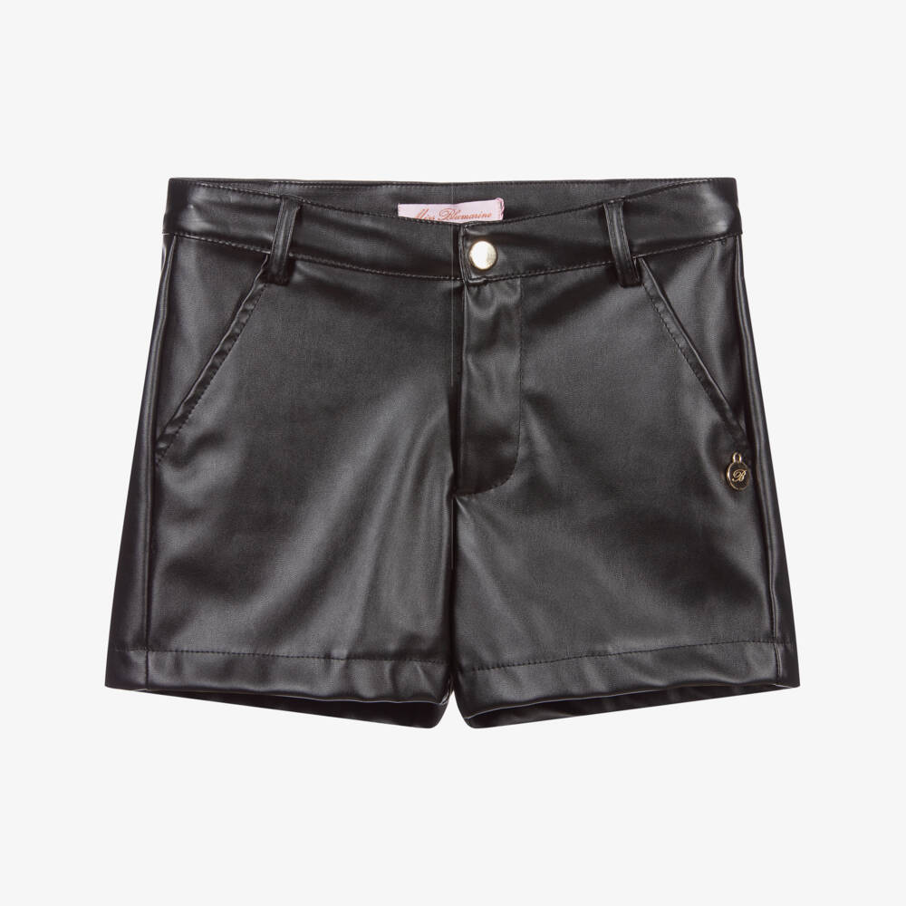 Miss Blumarine-شورت جلد إصطناعي لون أسود للمراهقات | Childrensalon Outlet