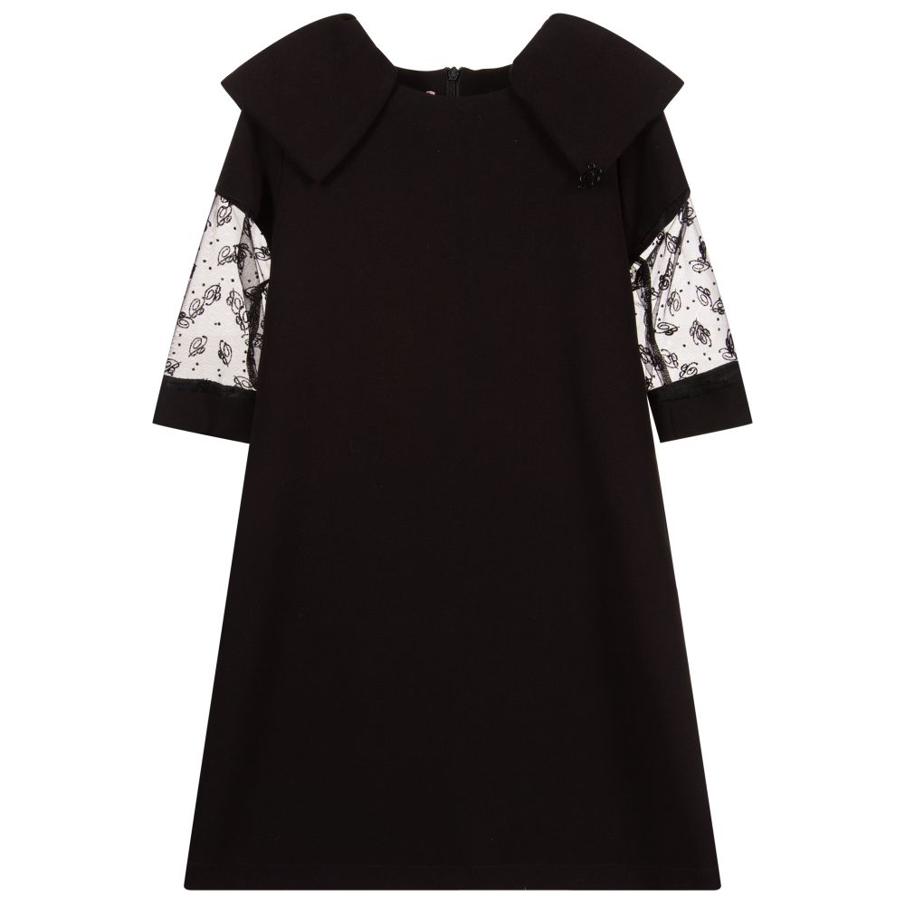Miss Blumarine-Black Jersey & Lace Dress | Childrensalon Outlet