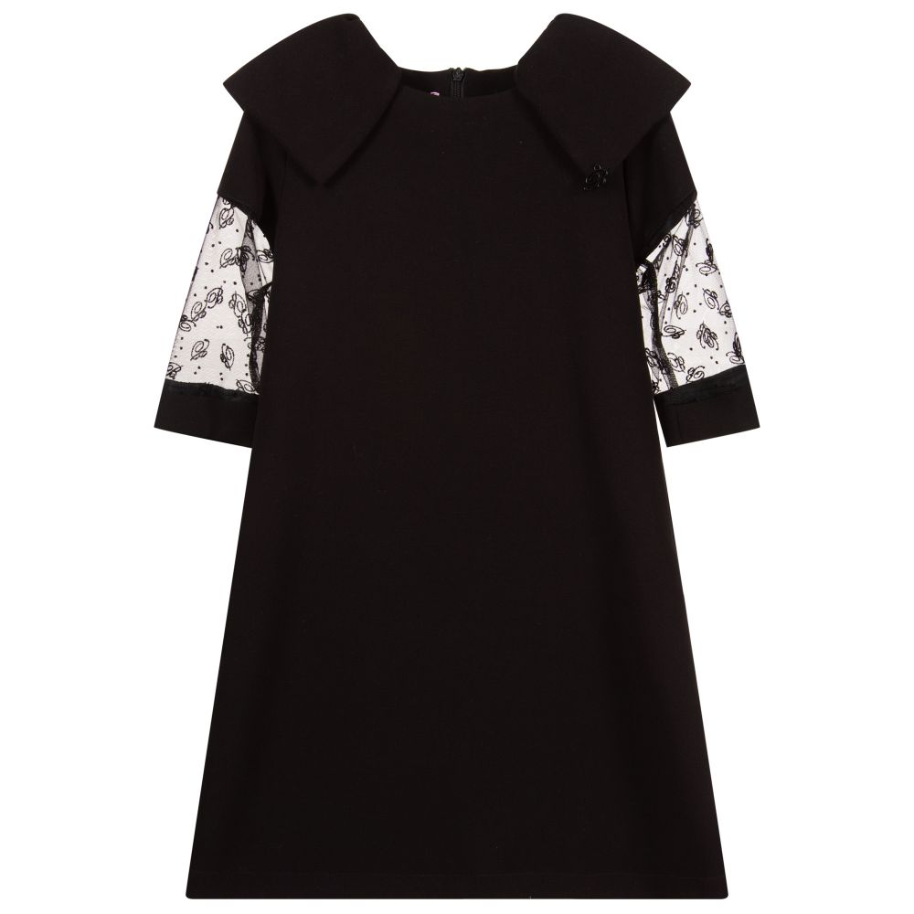 Miss Blumarine - Black Jersey & Lace Dress | Childrensalon