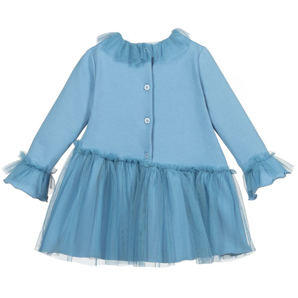 ميس بلومارين-Blue Jersey & Tulle Dress | Childrensalon Outlet