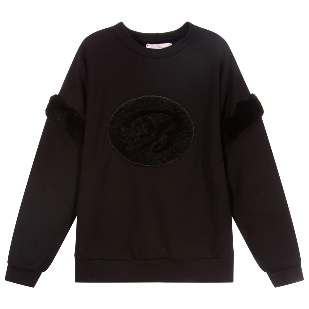 Miss Blumarine - Girls Black Jersey Sweatshirt | Childrensalon