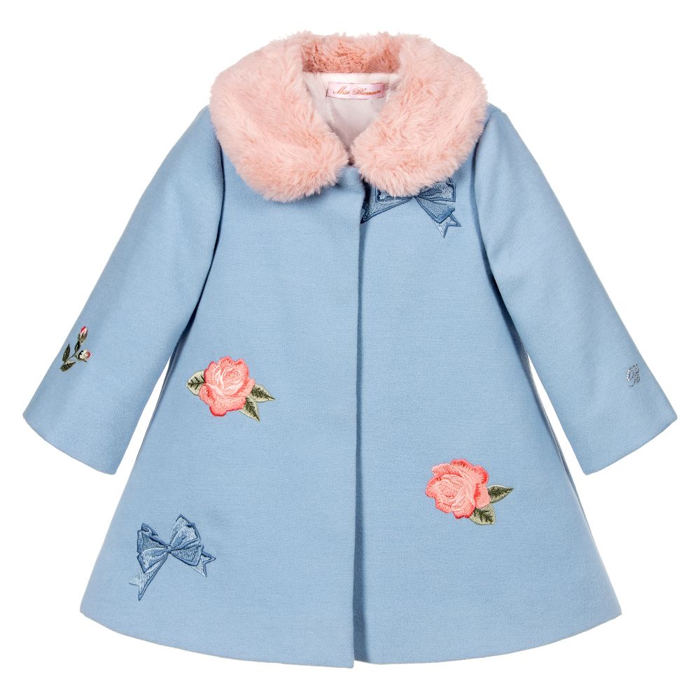 Miss Blumarine - Girls Blue Coat | Childrensalon
