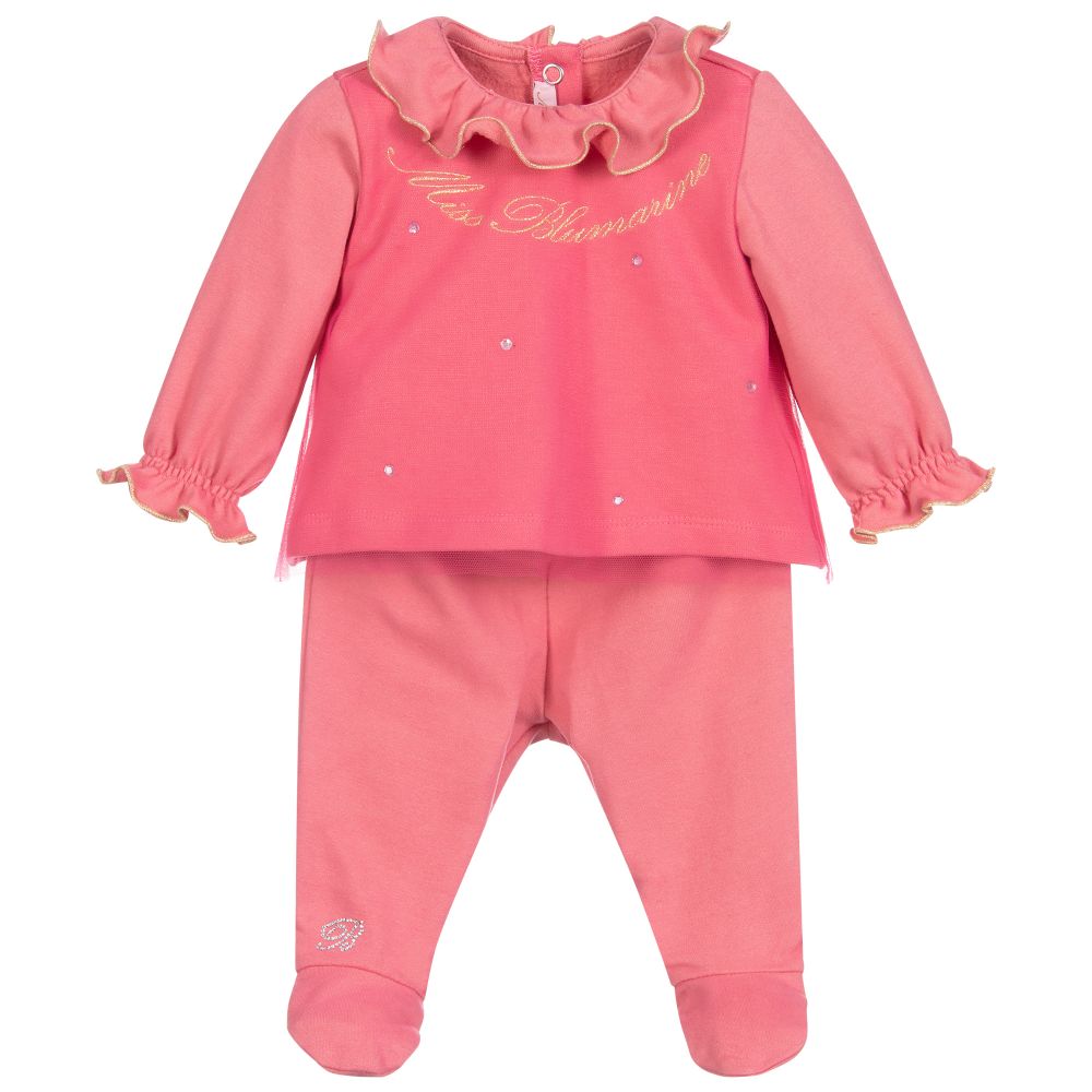 Miss Blumarine - Girls Pink 2 Piece Babysuit | Childrensalon