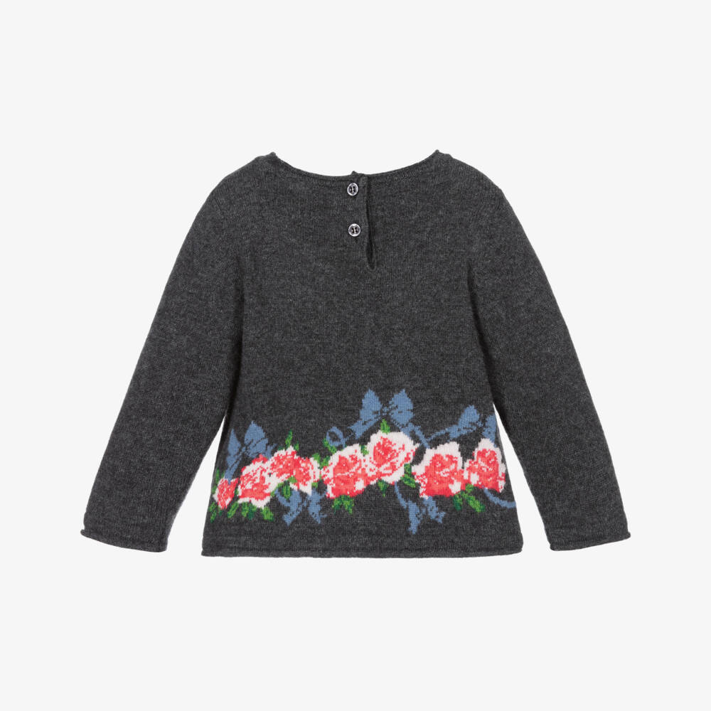 Miss Blumarine-Grey Wool Knitted Sweater | Childrensalon Outlet