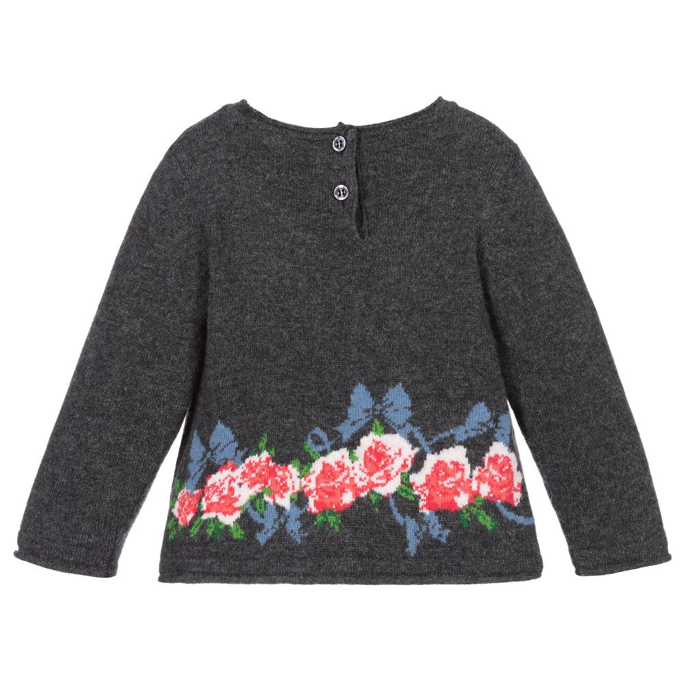 Miss Blumarine-Grey Wool Knitted Sweater | Childrensalon Outlet