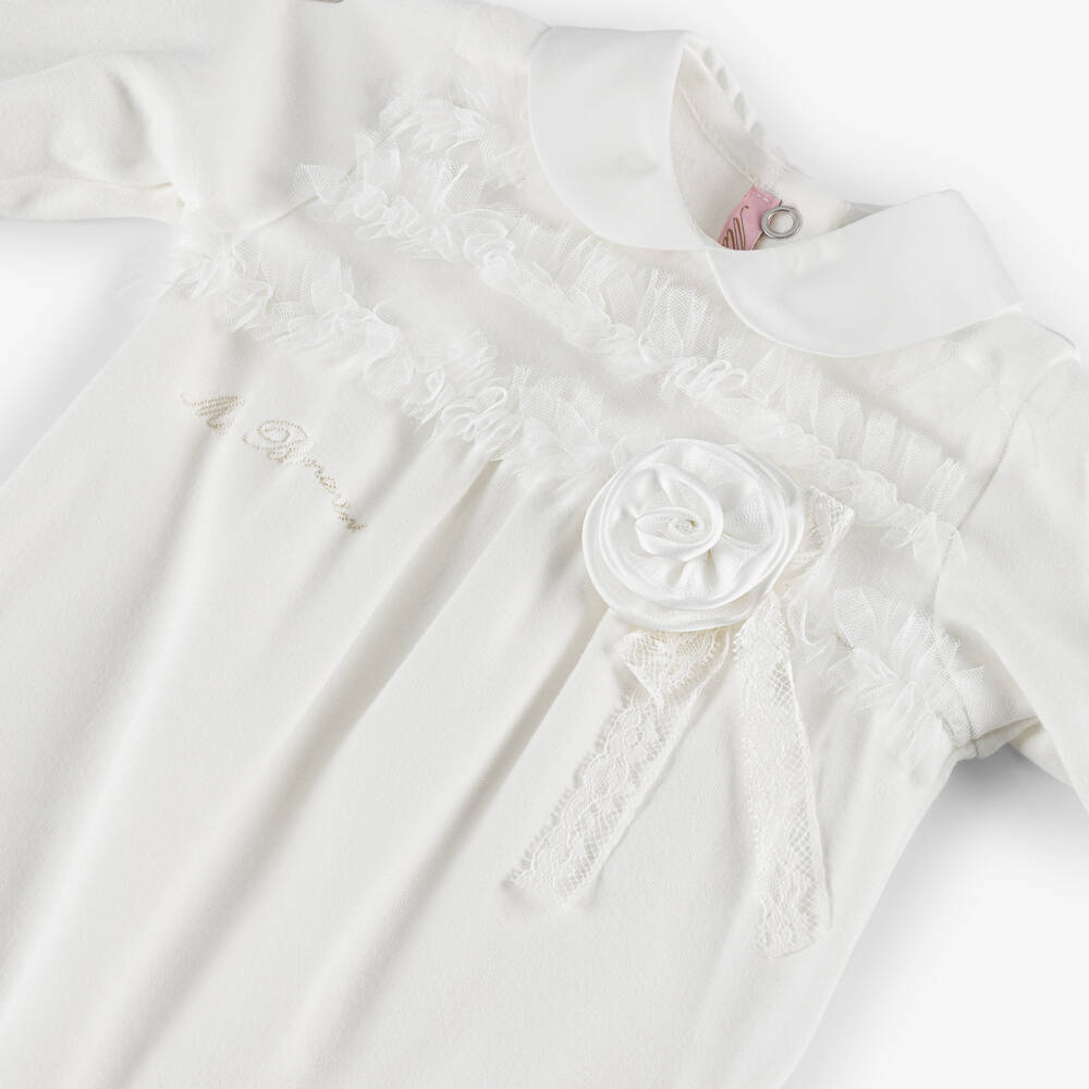 Miss Blumarine-Ivory Cotton Babygrow | Childrensalon Outlet