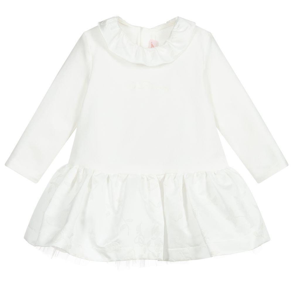 Miss Blumarine - Ivory Cotton Jersey Dress | Childrensalon