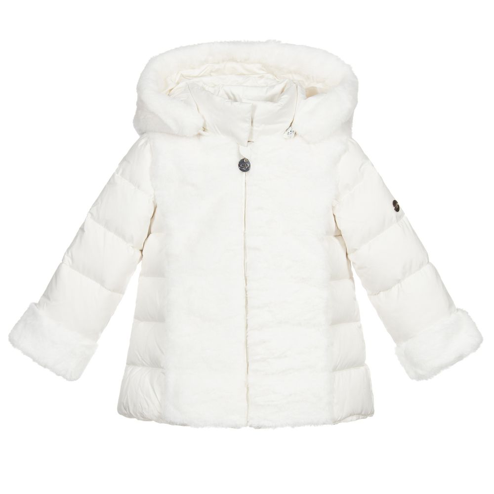 Miss Blumarine - Ivory Down Filled Puffer Coat | Childrensalon