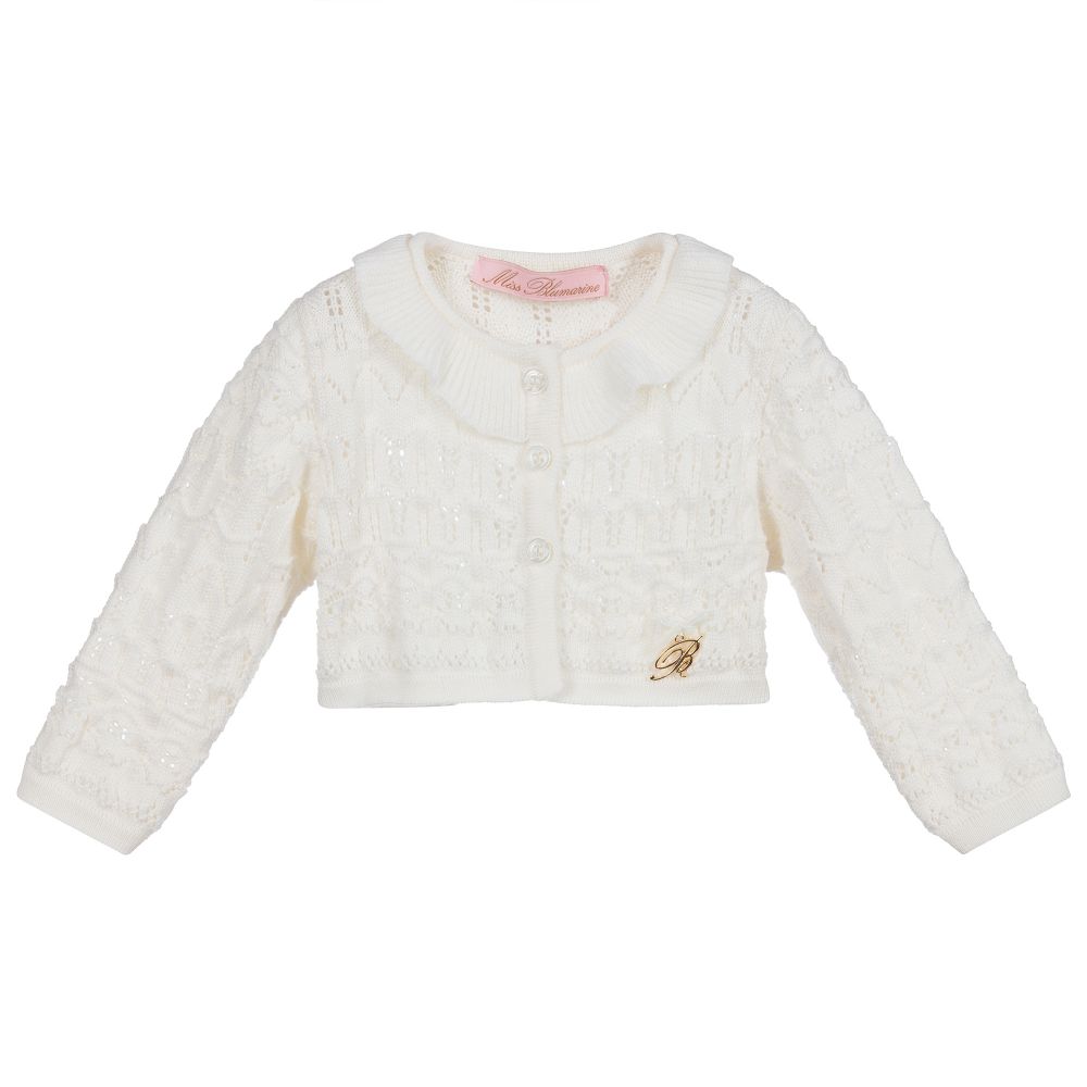 Miss Blumarine - Ivory Knitted Wool Bolero | Childrensalon