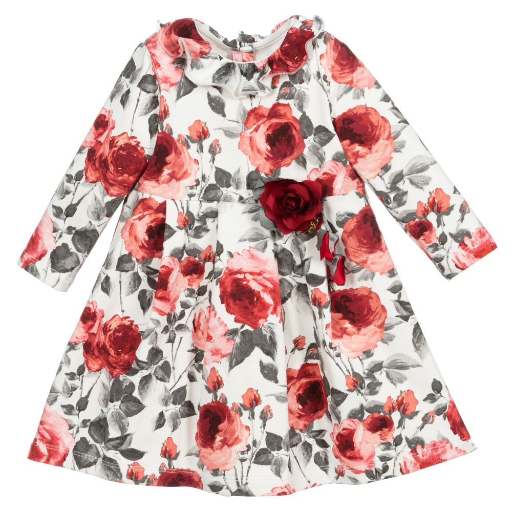 Miss Blumarine - Ivory & Pink Rose Baby Dress | Childrensalon