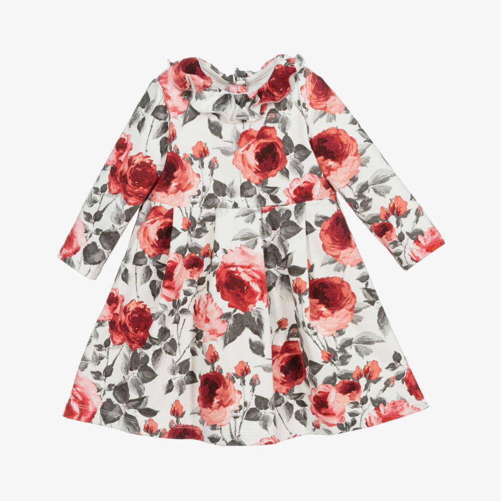 Miss Blumarine-Ivory & Pink Rose Baby Dress | Childrensalon Outlet