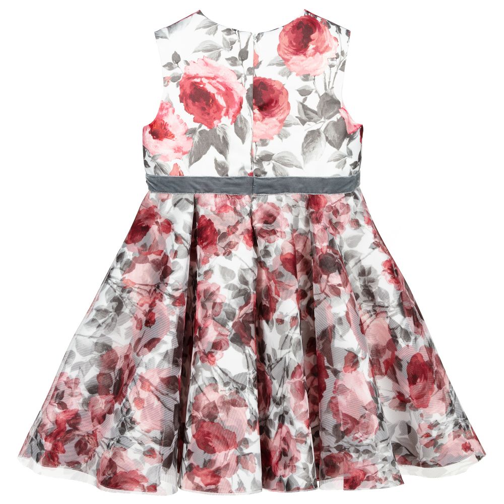 Miss Blumarine-Ivory & Pink Rose Satin Dress | Childrensalon Outlet
