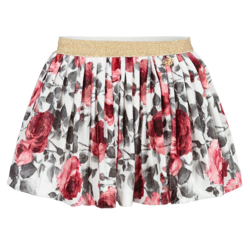 Miss Blumarine - Ivory & Pink Rose Skirt | Childrensalon