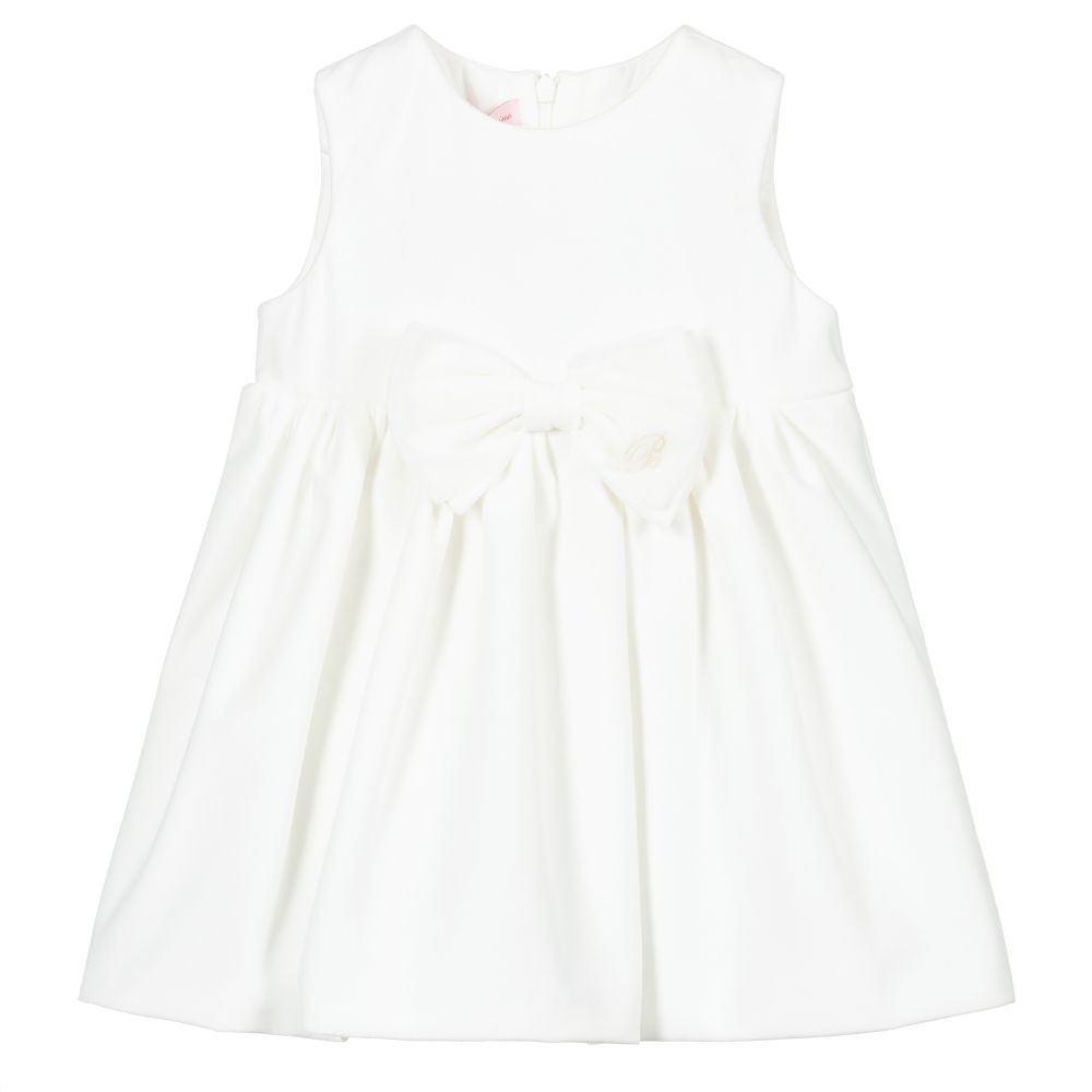 Miss Blumarine - Ivory Velvet Baby Dress  | Childrensalon