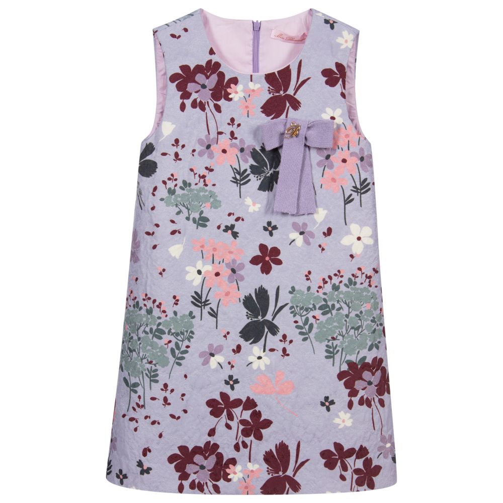 Miss Blumarine - Lilac Floral Jacquard Dress | Childrensalon