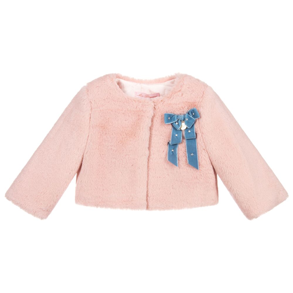 Miss Blumarine-جاكيت فرو إصطناعي لون زهري للمولودات | Childrensalon Outlet