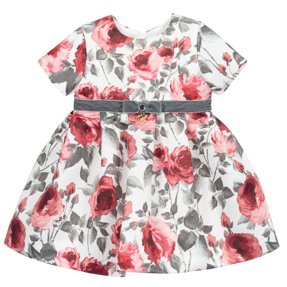 Miss Blumarine - Pink & Grey Satin Dress | Childrensalon