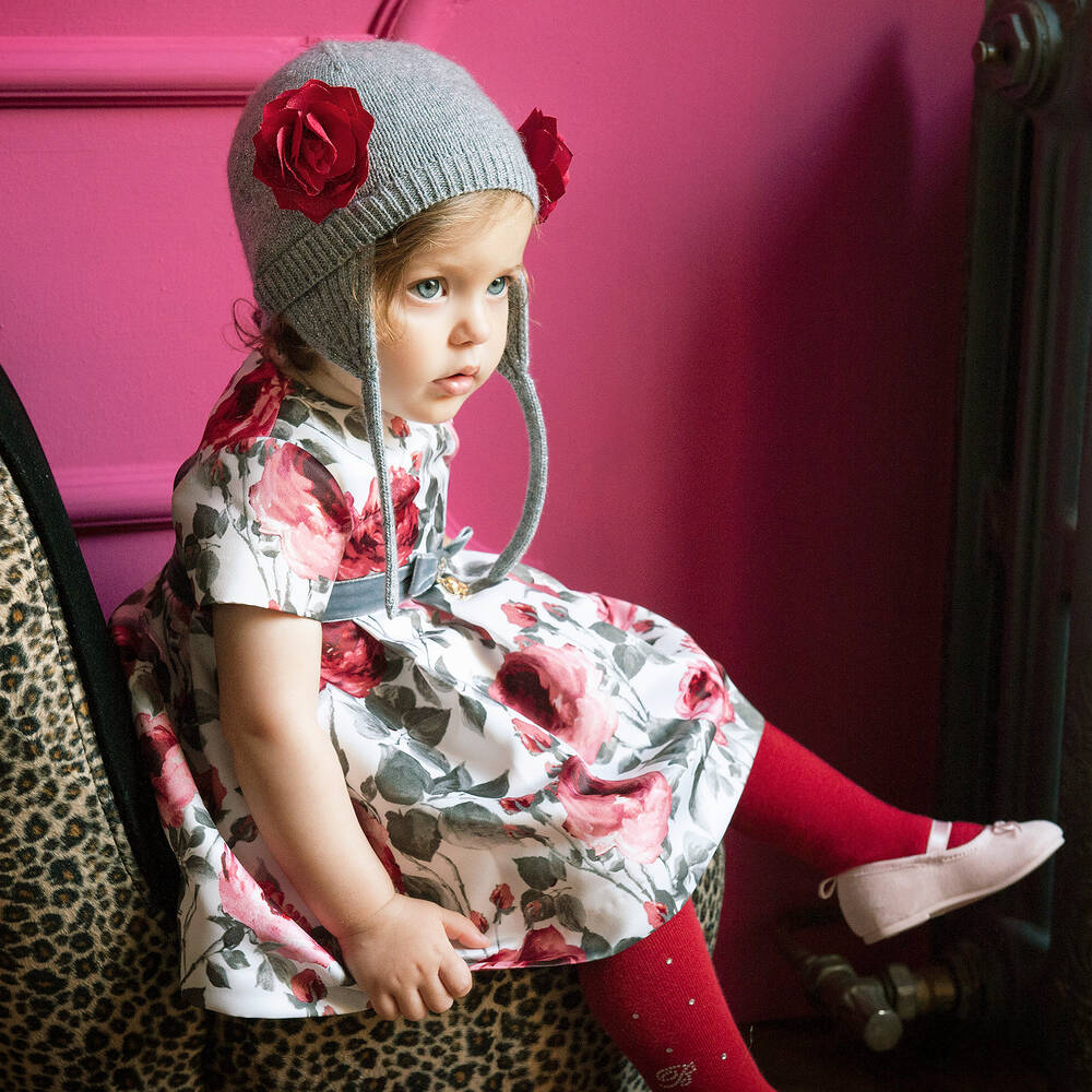 Miss Blumarine Pink Grey Satin Dress Childrensalon Outlet
