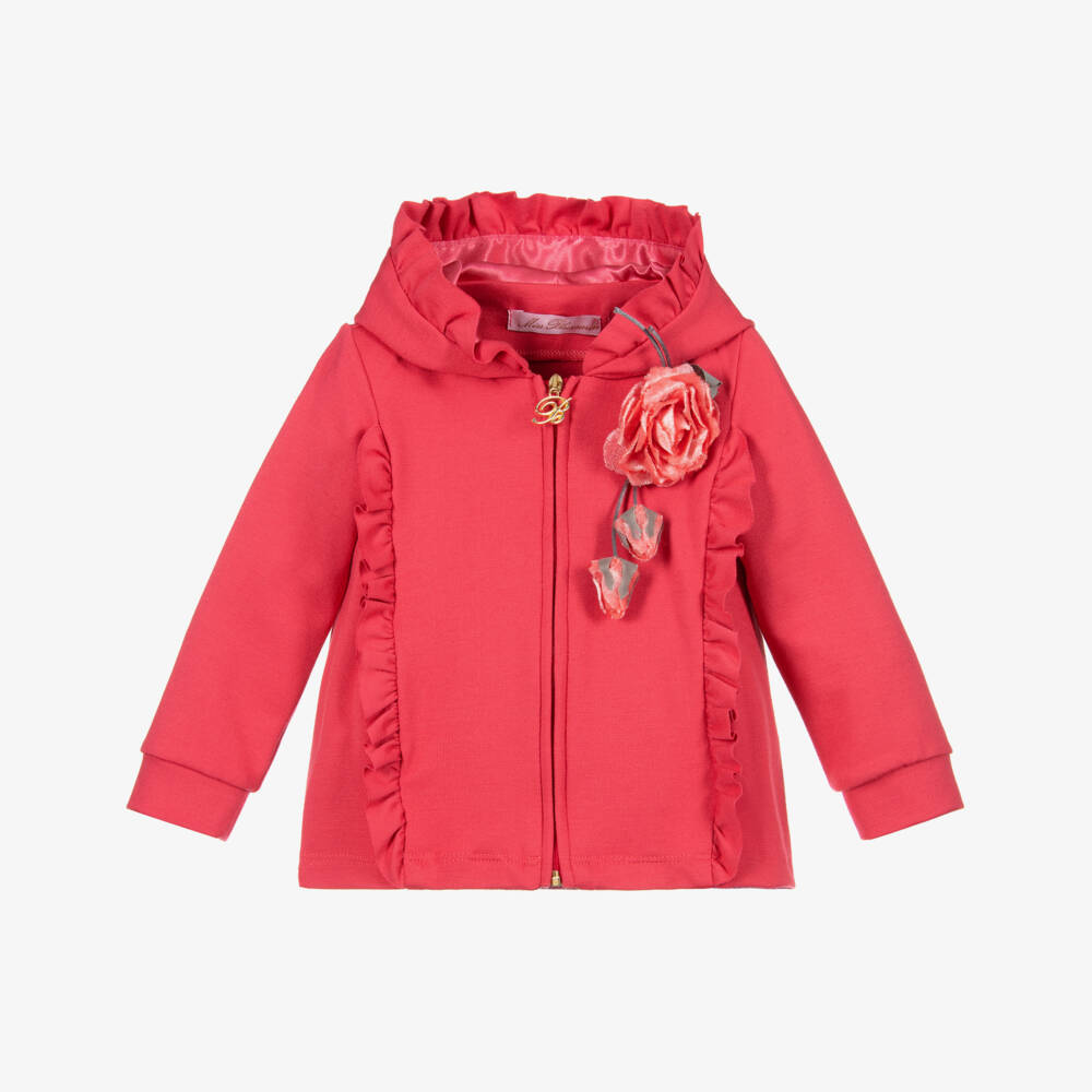 Miss Blumarine-Pink Zip-Up Cotton Jersey Top | Childrensalon Outlet