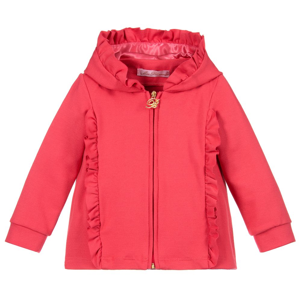 Miss Blumarine-Pink Zip-Up Cotton Jersey Top | Childrensalon Outlet