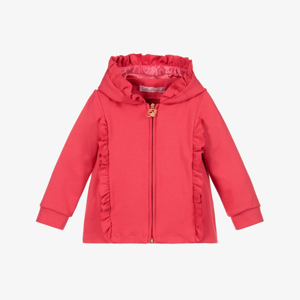 Miss Blumarine-Pink Zip-Up Cotton Jersey Top | Childrensalon Outlet