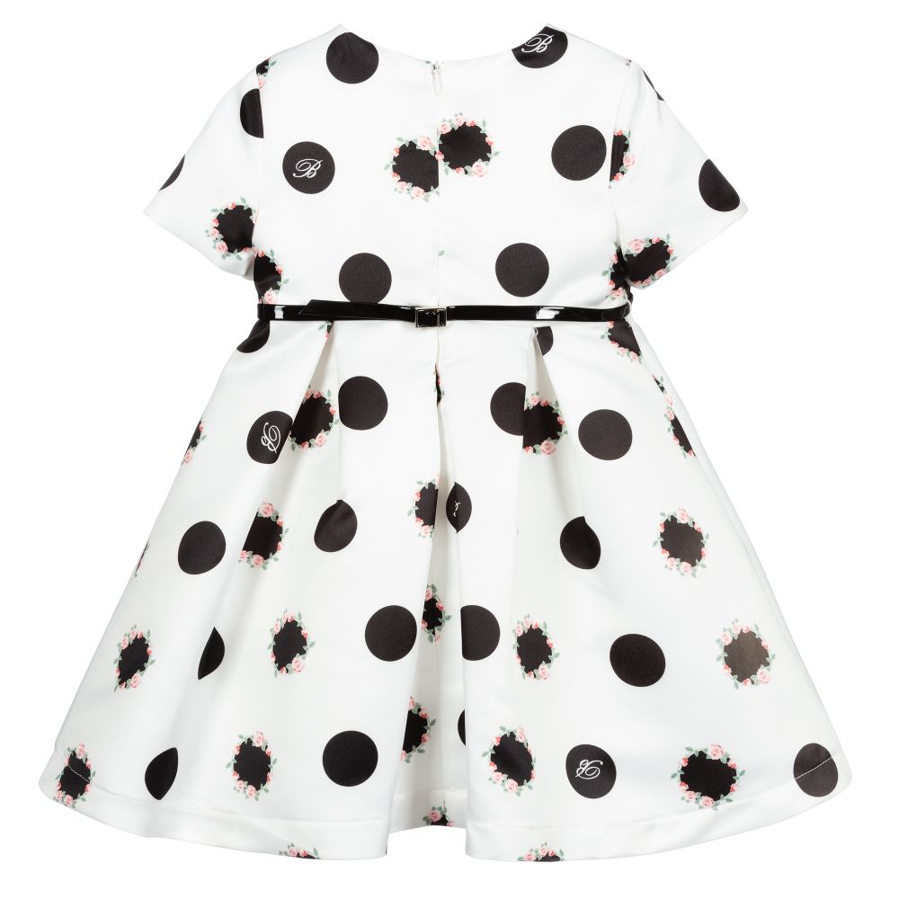 Miss Blumarine-فستان ساتان لون أبيض وأسود | Childrensalon Outlet