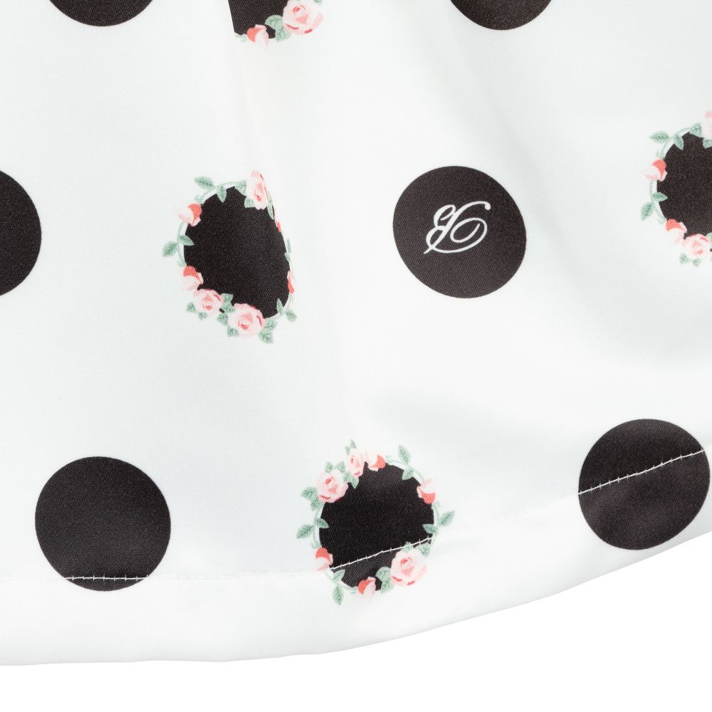 Miss Blumarine-فستان ساتان لون أبيض وأسود | Childrensalon Outlet