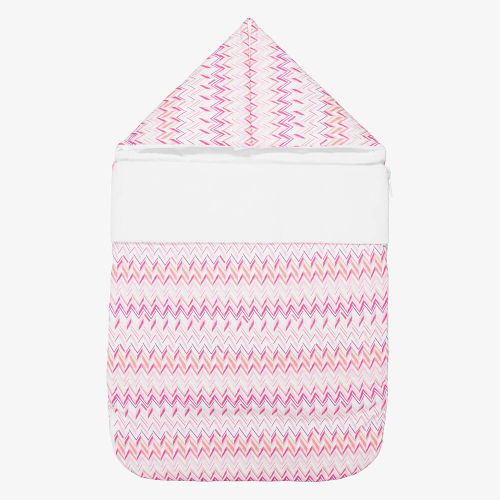 Missoni-Baby Girls Pink Zigzag Padded Cotton Nest (80cm) | Childrensalon Outlet