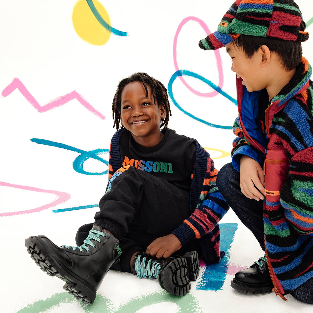 Missoni-Boys Black Organic Cotton Joggers | Childrensalon Outlet