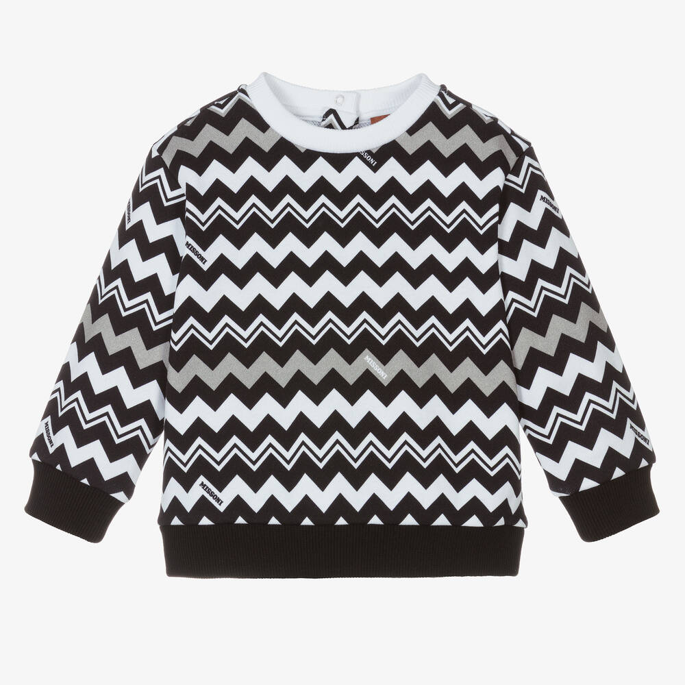 Missoni - Zickzack-Sweatshirt Schwarz/Weiß | Childrensalon