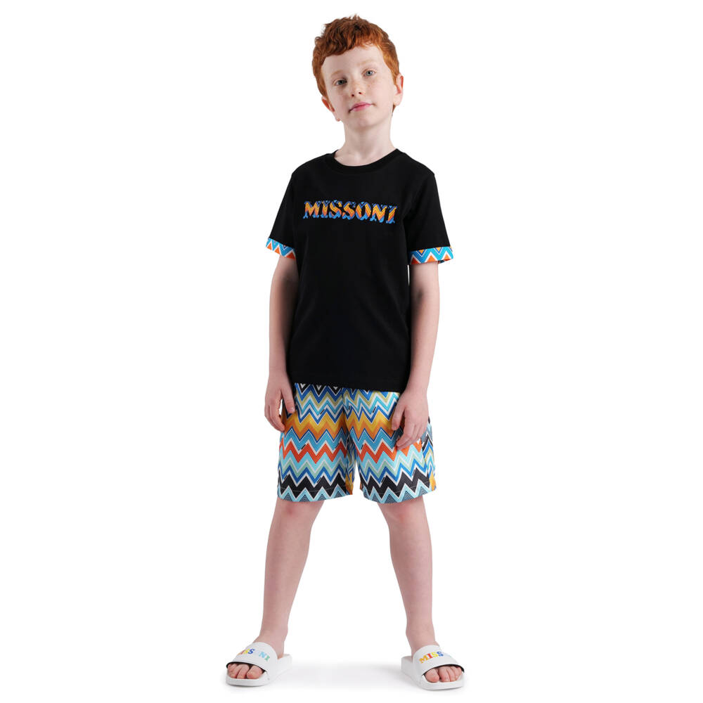 Missoni-Boys Blue Zigzag Swim Shorts | Childrensalon Outlet