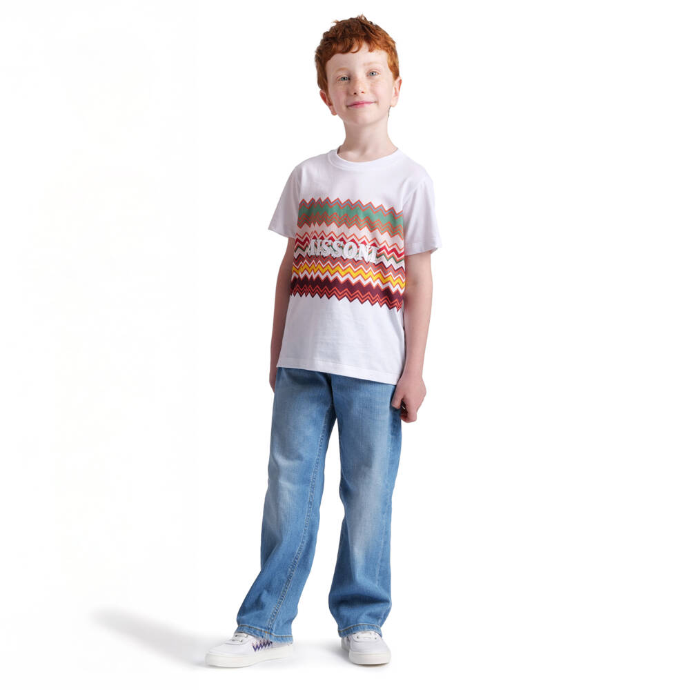 Missoni-Boys Classic White Patterned Tee | Childrensalon Outlet