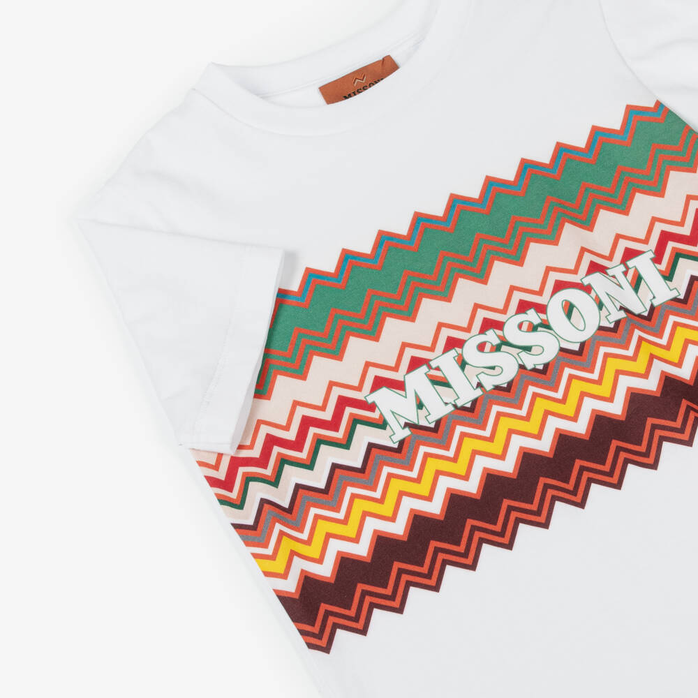 Missoni-Boys Classic White Patterned Tee | Childrensalon Outlet