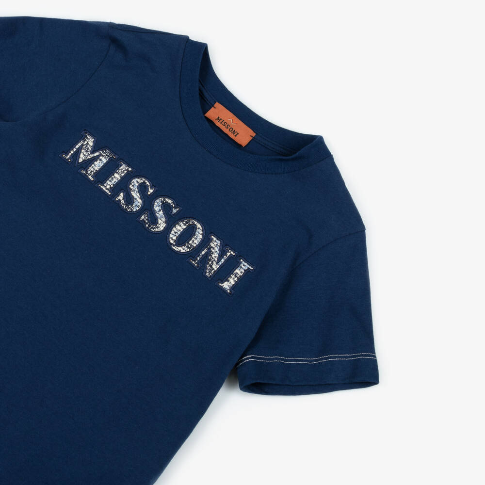 Missoni-Boys Cotton Blue Logo Tee | Childrensalon Outlet