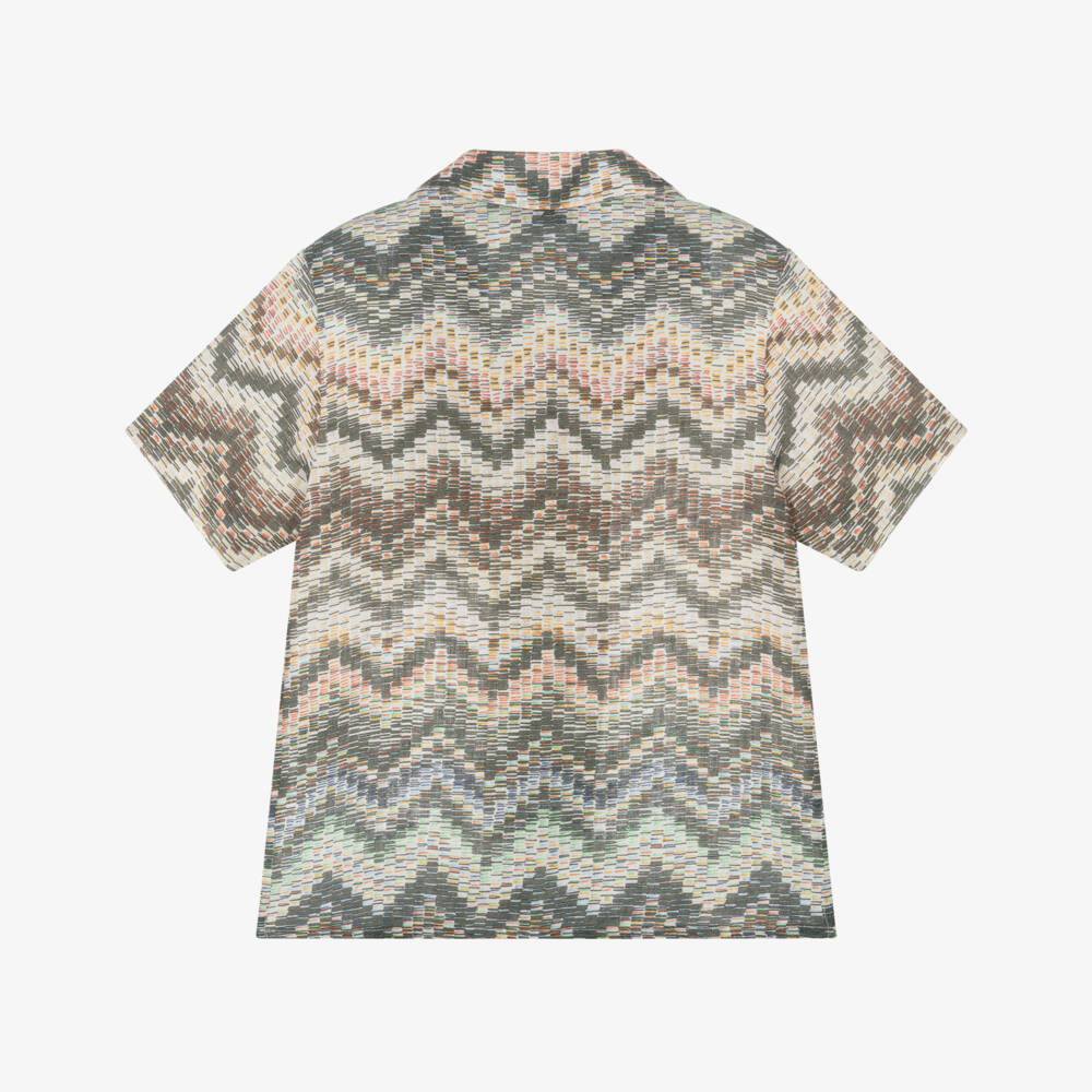 Missoni-Boys Green Zigzag Pattern Linen Shirt | Childrensalon Outlet