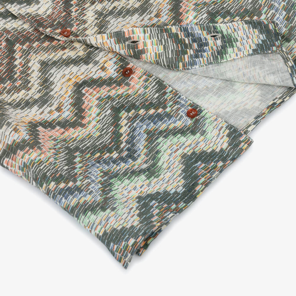 Missoni-Boys Green Zigzag Pattern Linen Shirt | Childrensalon Outlet