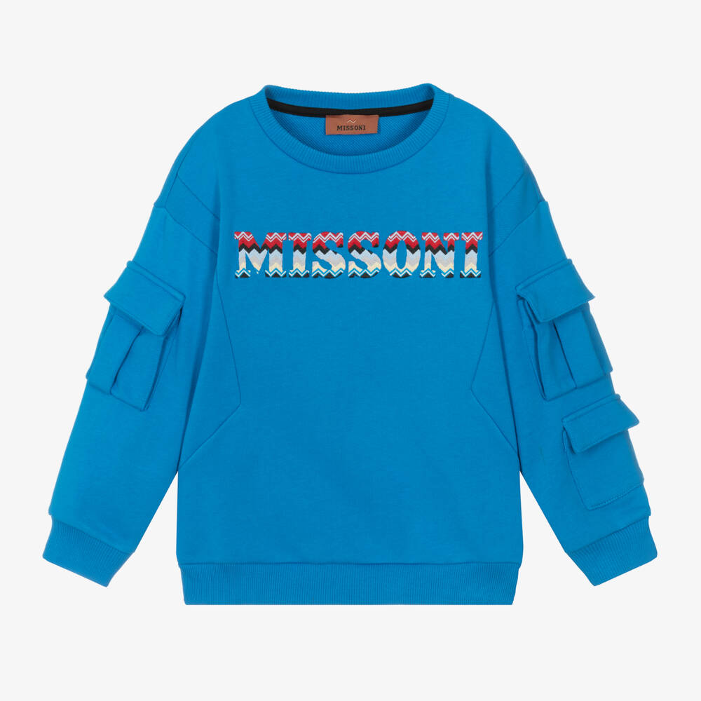 Missoni-Boys Organic Cotton Blue Jumper | Childrensalon Outlet
